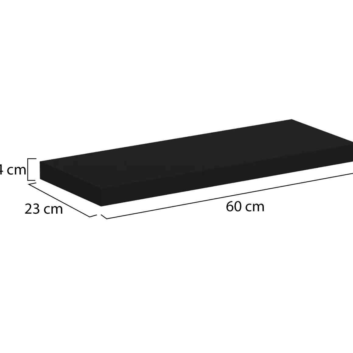 Mensola Nero un Ripiano 60x23x4h cm, - Varena