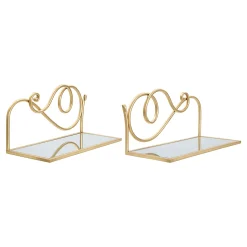 Mensole > Dmora Mensola oro Trasparente 2 Ripiani Materiale Struttura in Vetro 42x18x21h cm, Colore Struttura Trasparente - Telavi Trasparente, Oro