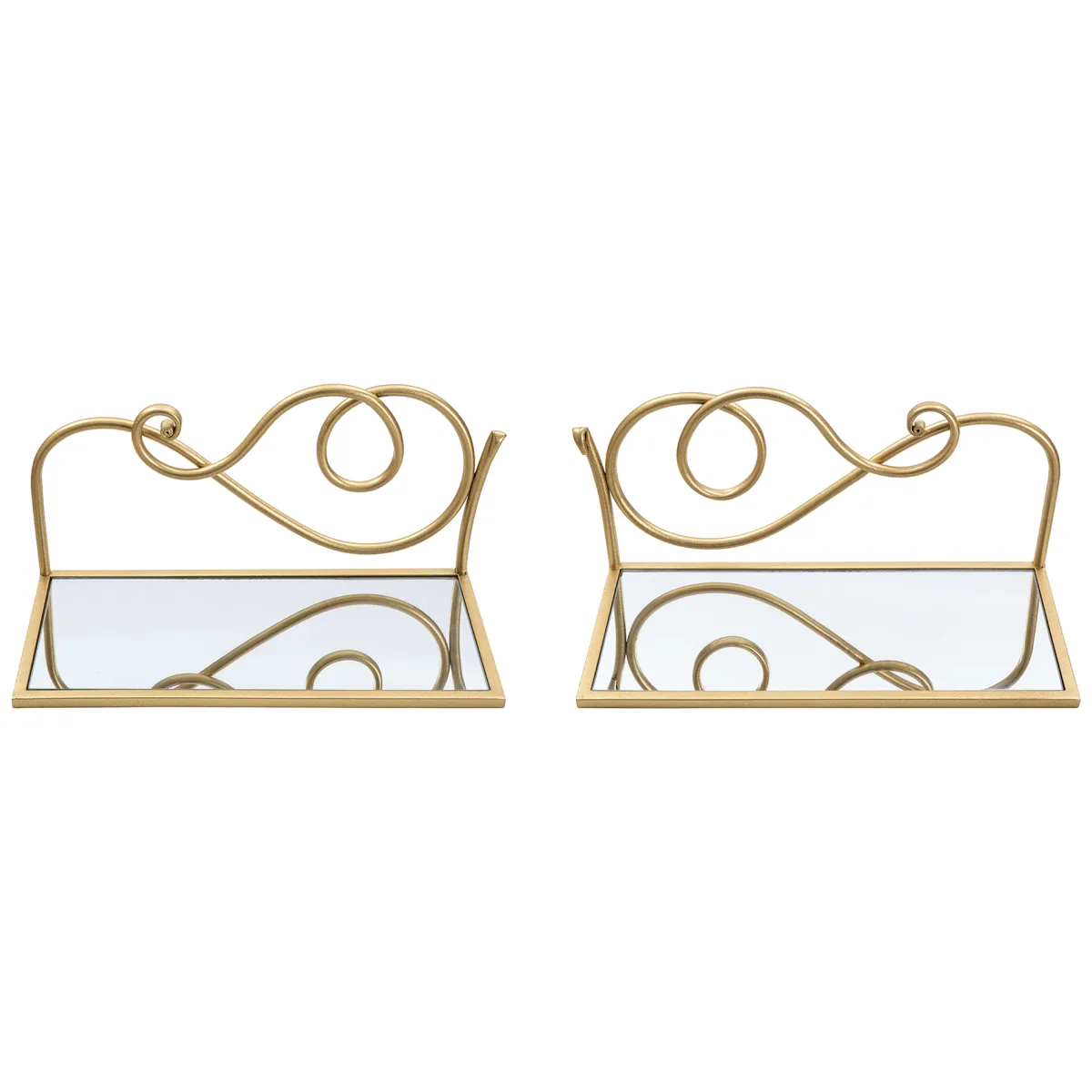 Mensole > Dmora Mensola oro Trasparente 2 Ripiani Materiale Struttura in Vetro 42x18x21h cm, Colore Struttura Trasparente - Telavi Trasparente, Oro