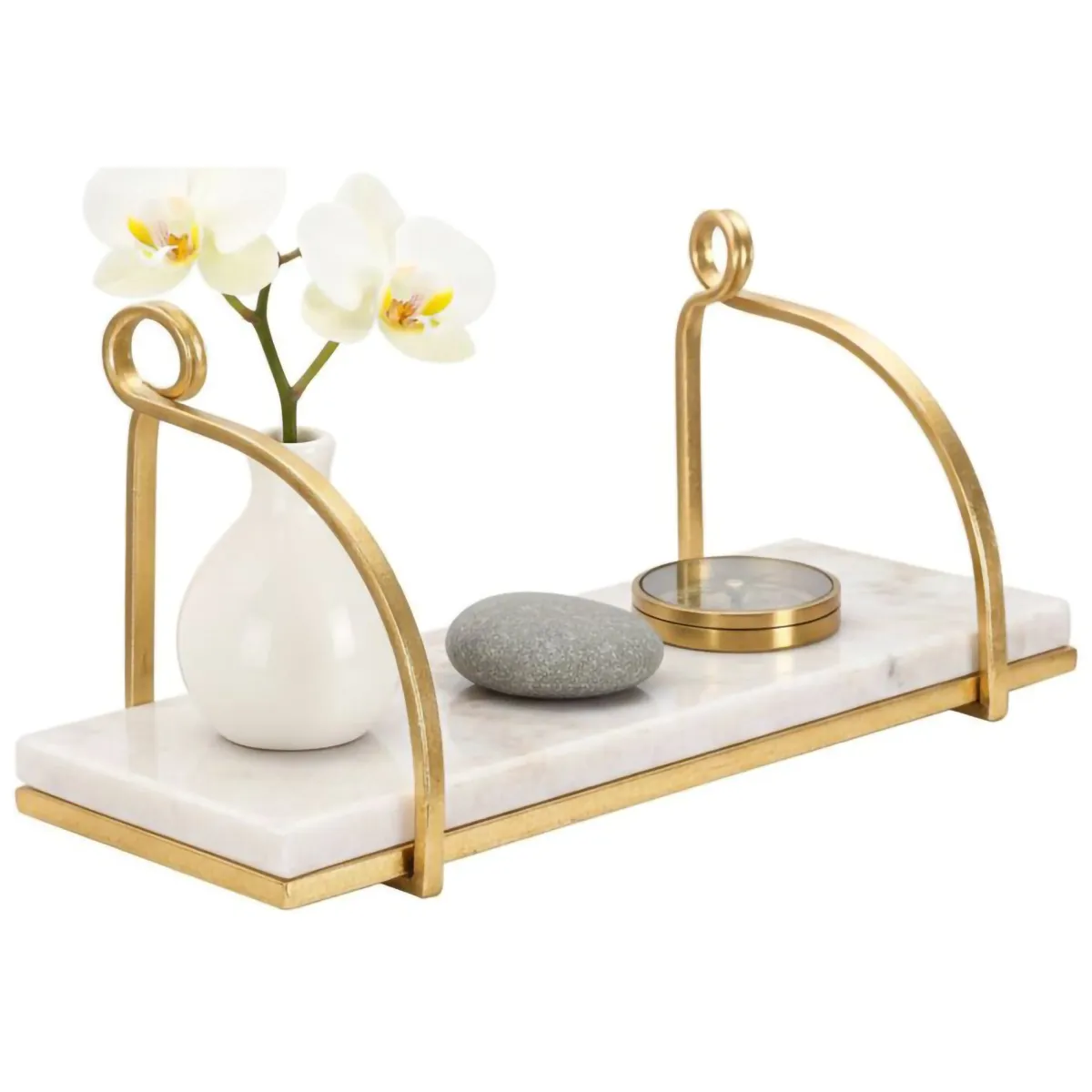 Mensole > Dmora Mensola Paci, 40x16 h18 cm, Bianco e Oro Oro, Bianco