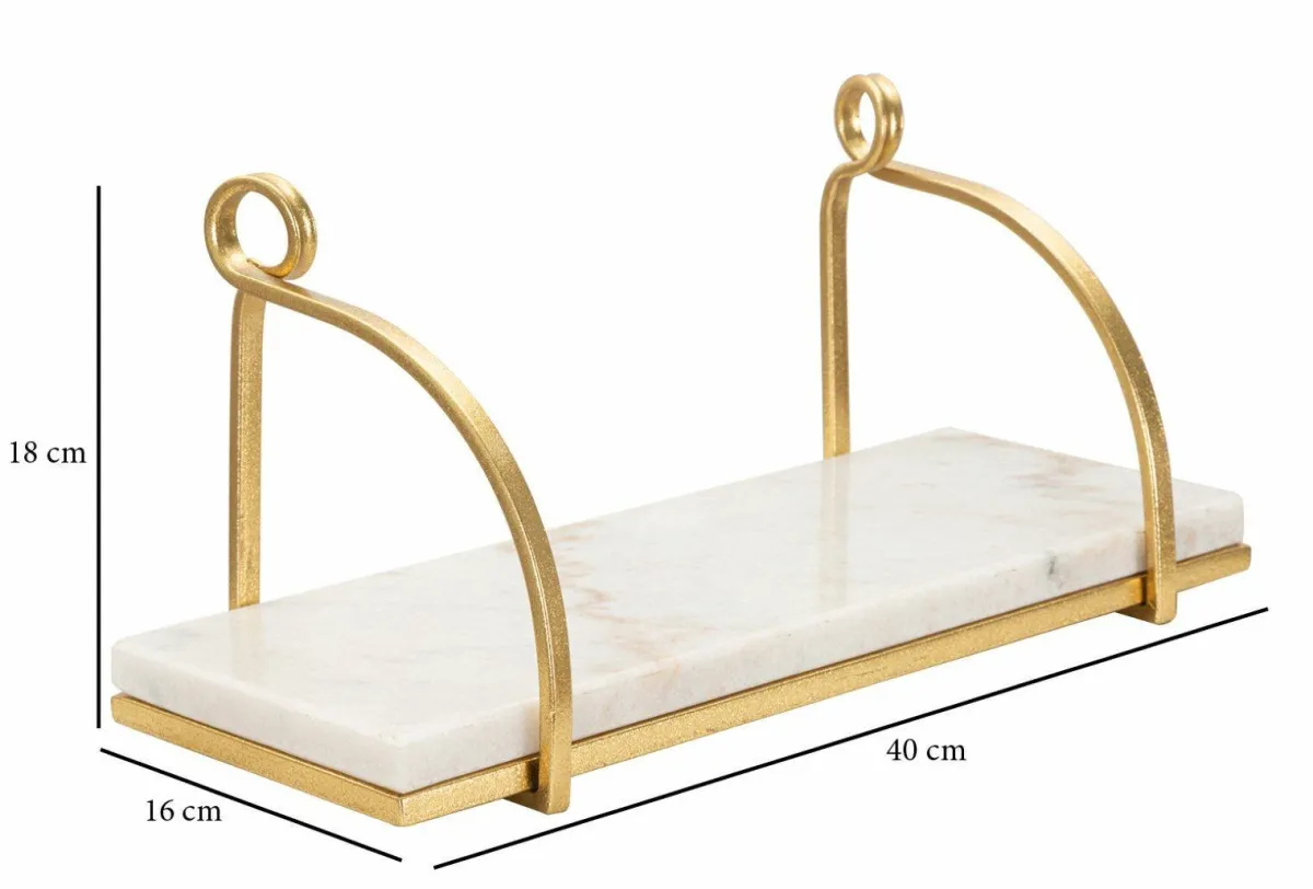 Mensole > Dmora Mensola Paci, 40x16 h18 cm, Bianco e Oro Oro, Bianco