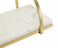Mensole > Dmora Mensola Paci, 40x16 h18 cm, Bianco e Oro Oro, Bianco
