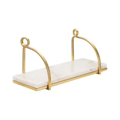 Mensole > Dmora Mensola Paci, 40x16 h18 cm, Bianco e Oro Oro, Bianco