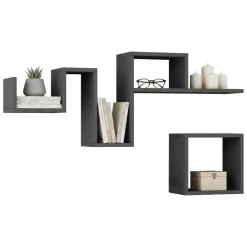 Mensole > Dmora Mensola parete doppia 20x116cm antracite - Donna Nero Antracite