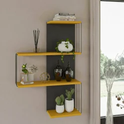 Mensola parete 19x64cm antracite e gialla - Batilda