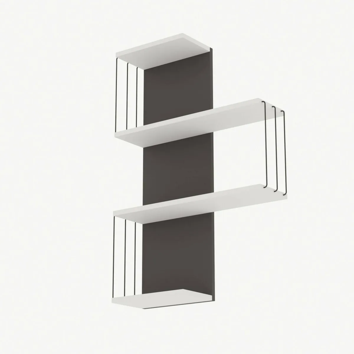 Mensole > Dmora Mensola parete 19x64cm bianca e antracite - Batilda Nero Antracite, Bianco