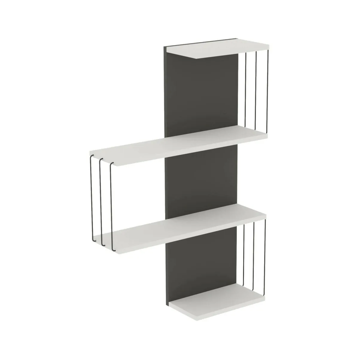 Mensole > Dmora Mensola parete 19x64cm bianca e antracite - Batilda Nero Antracite, Bianco