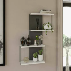 Mensole > Dmora Mensola parete 19x65cm bianca e antracite - Gerolama Nero, Bianco Antracite