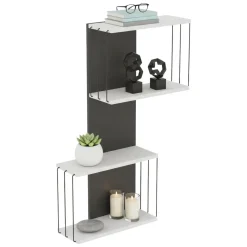 Mensole > Dmora Mensola parete 19x65cm bianca e antracite - Gerolama Nero, Bianco Antracite