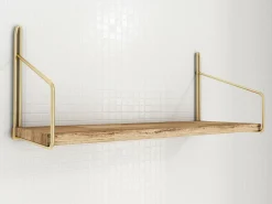 Mensole > Dmora Mensola parete 16x45cm oro e marrone - Sepat Marrone, Oro