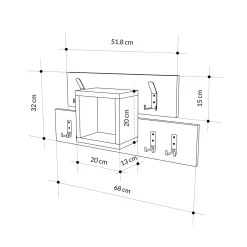 Mensola porta abiti 68x32h cm 6 posti bianco - Jimena