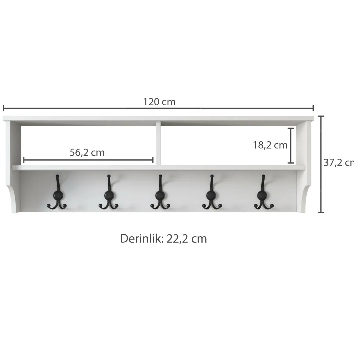 Attaccapanni|Ingresso > Dmora Mobile appendiabiti 22x94h cm 6 posti - Fani Nero