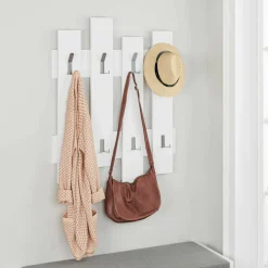Attaccapanni > Dmora Mobile appendiabiti 65x31h cm 5 posti marrone e marmo - Kilo Bianco, Marrone Marmo