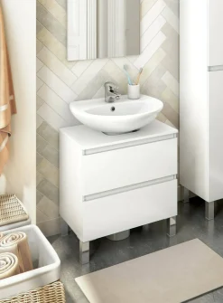 Mobile bagno 2 cassetti 60x40x63h cm bianco lucido - Avola