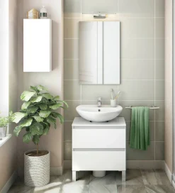 Mobile bagno 2 cassetti 60x40x63h cm bianco lucido - Avola