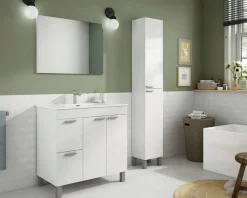 Mobile bagno 2 cassetti 80x80x45h cm bianco lucido - Aracth
