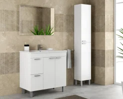 Mobile bagno 2 cassetti 80x80x45h cm bianco lucido - Aracth
