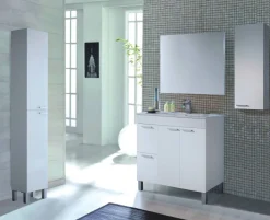 Mobile bagno 2 cassetti 80x80x45h cm bianco lucido - Aracth