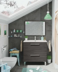 Bagno > Dmora Mobile bagno 2 cassetti 80x80x45h cm - Abel Grigio Cenere