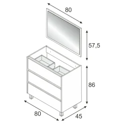 Mobile bagno 3 cassetti 80x86x45h cm quercia - Albachiara