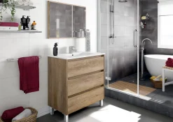 Mobile bagno 3 cassetti 80x86x45h cm quercia - Albachiara