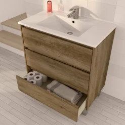 Mobile bagno 3 cassetti 80x86x45h cm quercia - Albachiara