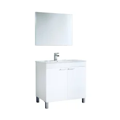 Mobile bagno classico con specchio 2 ante 80x80x45h cm bianco - Alakin