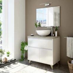 Bagno|Mobili Sottolavabo > Dmora Mobile bagno moderno 3 cassetti 80x86x45h cm - Elleboro Bianco Lucido
