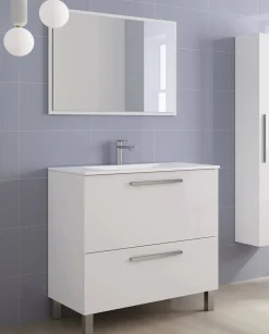 Mobile bagno resistente 2 cassetti 80x80x45h cm bianco lucido - Abel