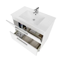 Mobile bagno resistente 2 cassetti 80x80x45h cm bianco lucido - Abel