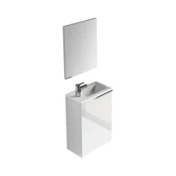 Bagno|Mobili Sottolavabo > Dmora Mobile bagno sospeso con specchio 40x58x22h cm - Akamaru Bianco Lucido