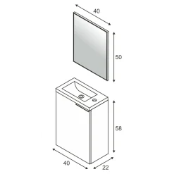 Bagno|Mobili Sottolavabo > Dmora Mobile bagno sospeso con specchio 40x58x22h cm - Akamaru Bianco Lucido