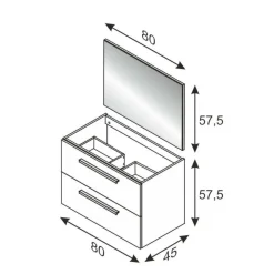 Mobile bagno sospeso con specchio 80x57x45h cm cemento - Albino