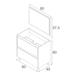 Mobile bagno sospeso con specchio 80x80x45h cm quercia - Alis