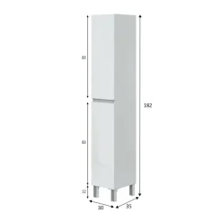 Mobile colonna 2 ante 30x182h cm bianco lucido - Noru