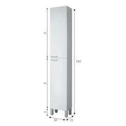Mobile colonna bagno classico 2 ante 30x182h cm bianco lucido - Ark