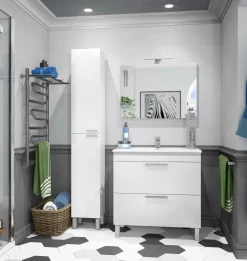 Mobile colonna bagno classico 2 ante 30x182h cm bianco lucido - Ark