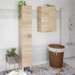 Bagno|Lavanderia > Dmora Mobile colonna bagno 30x85h cm rovere - Alcott Marrone Rovere
