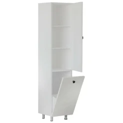 Mobile Colonna Bianco 2 Ripiani 2 Ante 35x32x155h cm, Portabiancheria - Cropani
