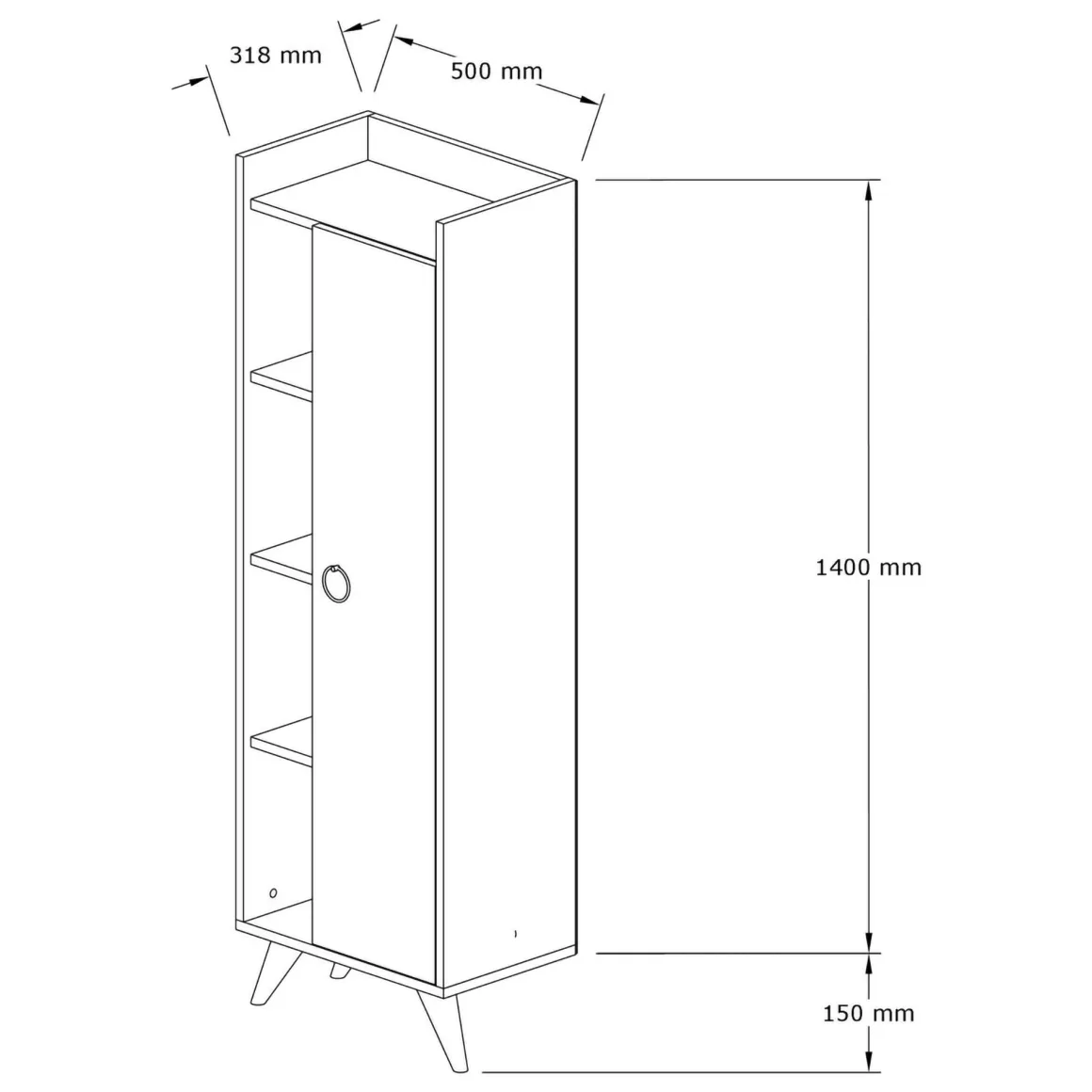 Mobili Colonna > Dmora Mobile Colonna 5 Ripiani 2 Ante 40x40x199h cm, 6 Vani - Dumenza Bianco