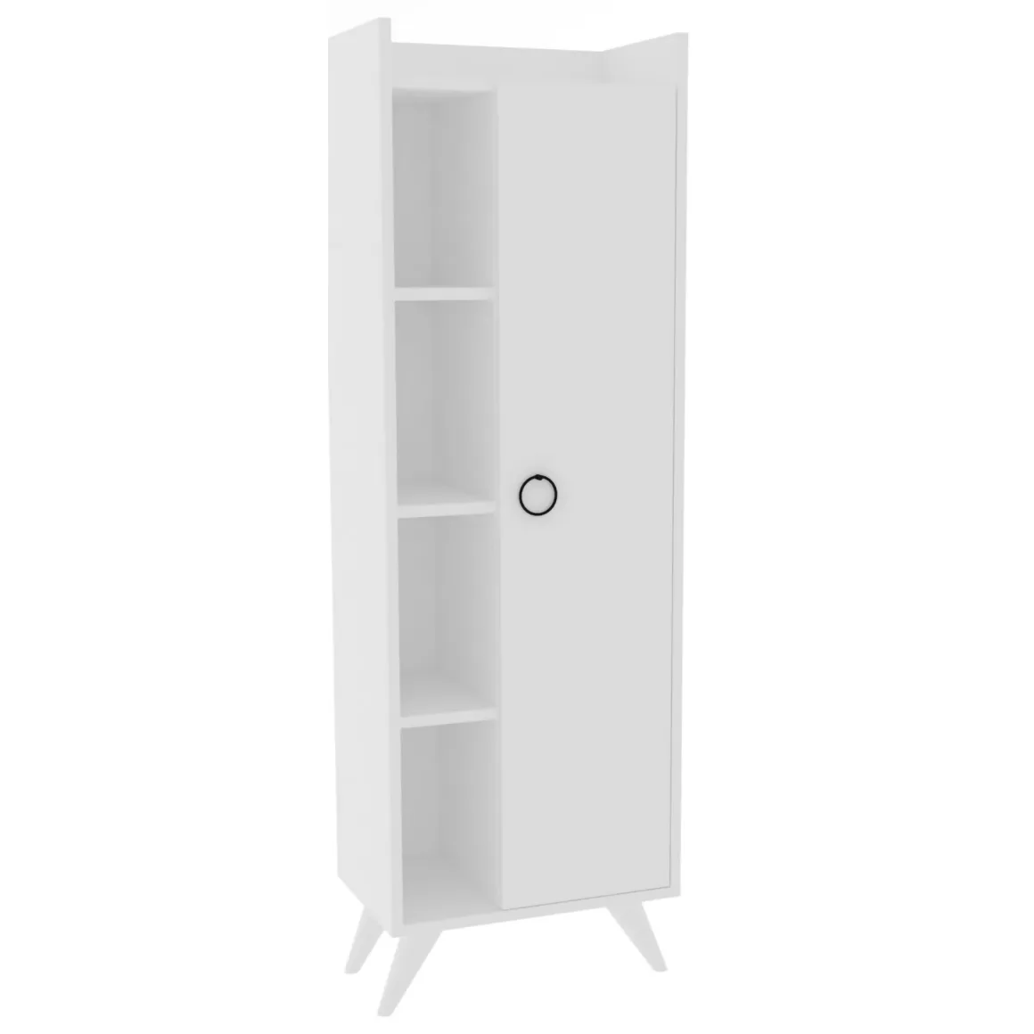 Mobili Colonna > Dmora Mobile Colonna 5 Ripiani 2 Ante 40x40x199h cm, 6 Vani - Dumenza Bianco
