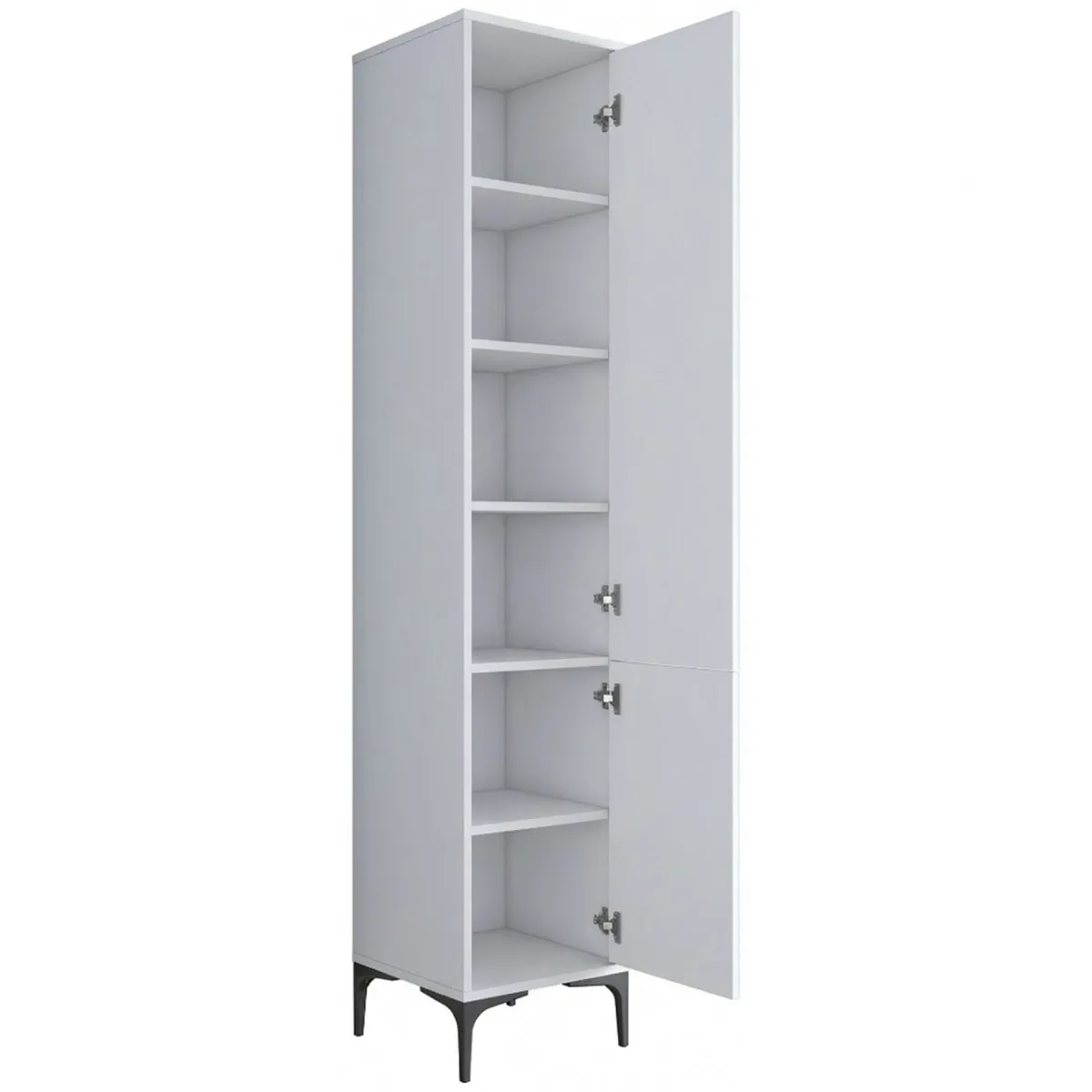 Mobili Colonna > Dmora Mobile Colonna 5 Ripiani 2 Ante 40x40x199h cm, 6 Vani - Dumenza Bianco