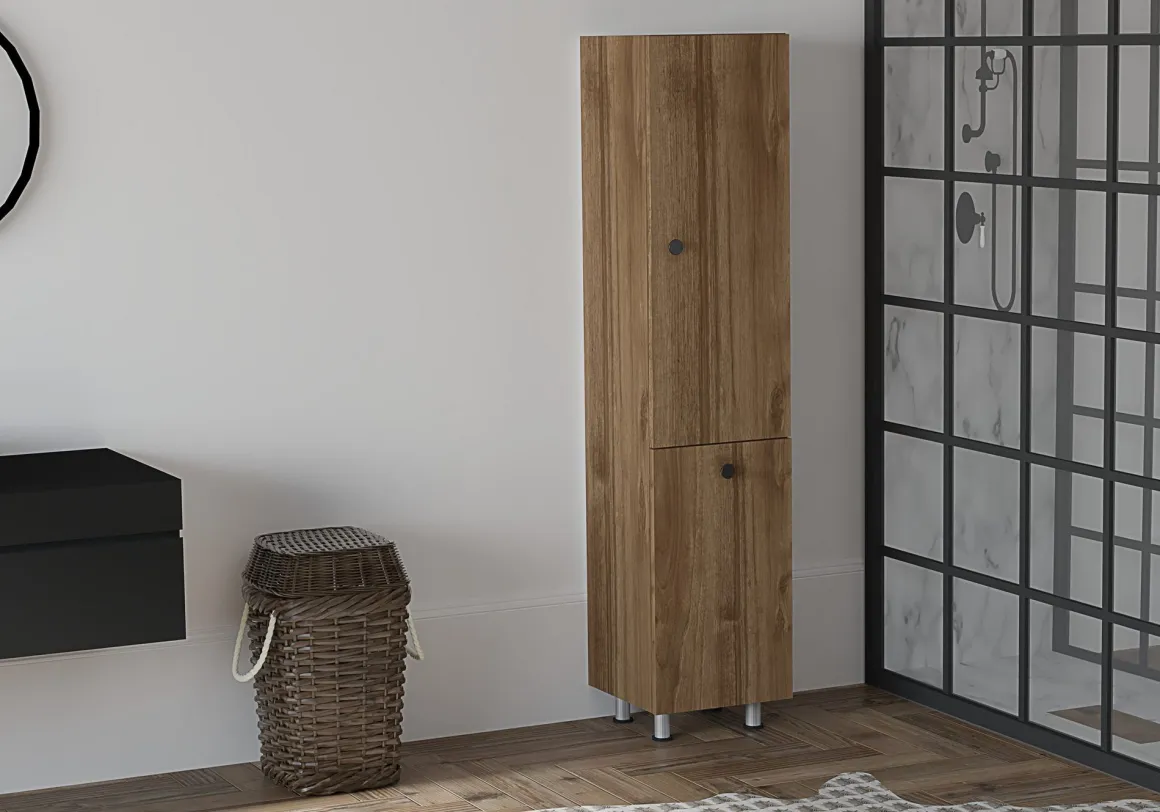 Mobili Colonna > Dmora Mobile Colonna 3 Ripiani Un'anta 30x30x170h cm, 5 Vani - Trivero Marrone Noce