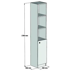 Mobili Colonna > Dmora Mobile Colonna 4 Ripiani 3 Ante 75x36x162h cm, 8 Vani - Fermana Marrone Rovere