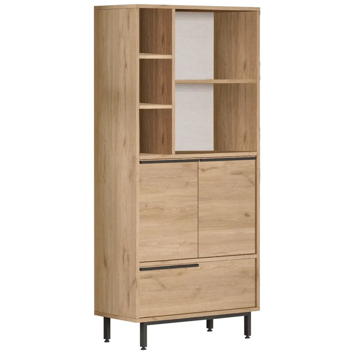 Mobili Colonna > Dmora Mobile Colonna 4 Ripiani 3 Ante 75x36x162h cm, 8 Vani - Fermana Marrone Rovere