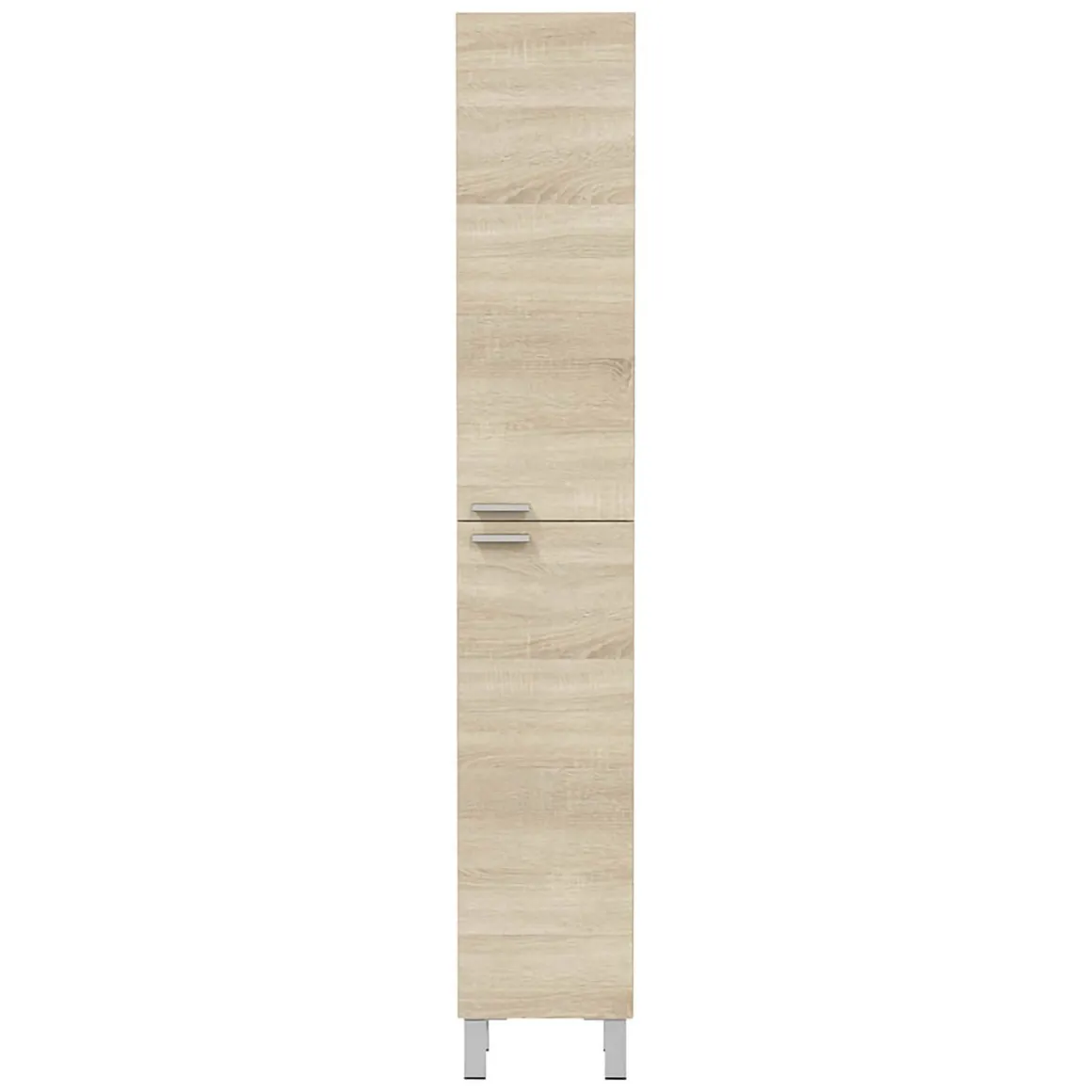 Mobile Colonna Marrone Rovere Grigio 3 Ripiani 2 Ante 30x25x182h cm, Reversibile - Nin