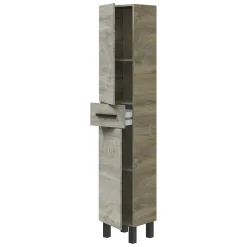 Mobile Colonna Marrone Rovere Grigio Nero Antracite un Cassetto 3 Ripiani 35x31x182h cm, 2 Ante - Alka