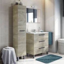 Mobile Colonna Marrone Rovere Grigio Nero Antracite un Cassetto 3 Ripiani 35x31x182h cm, 2 Ante - Alka