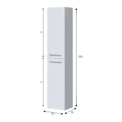 Mobili Colonna|Bagno > Dmora Mobile colonna sospesa 2 ante 30x150h cm cemento - Notte Grigio Cemento