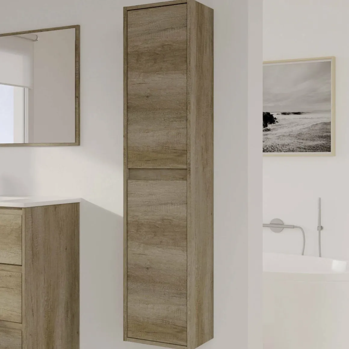 Mobile colonna sospeso 2 ante 30x140h cm quercia - Aladin